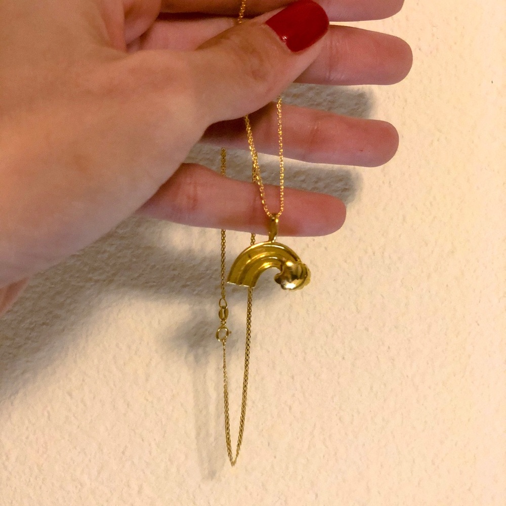 18k SOLID Gold Rainbow Pendant & 18k Gold Chain - Picture 2 of 4